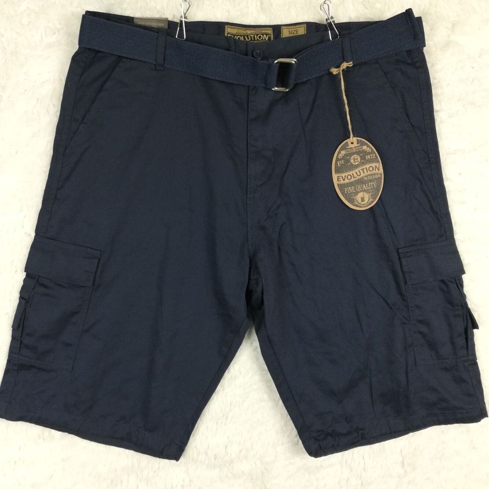 Evolution‎ In Design Mens Shorts Cargo Peacoat Blue Flap Pocket Timeless 42 New